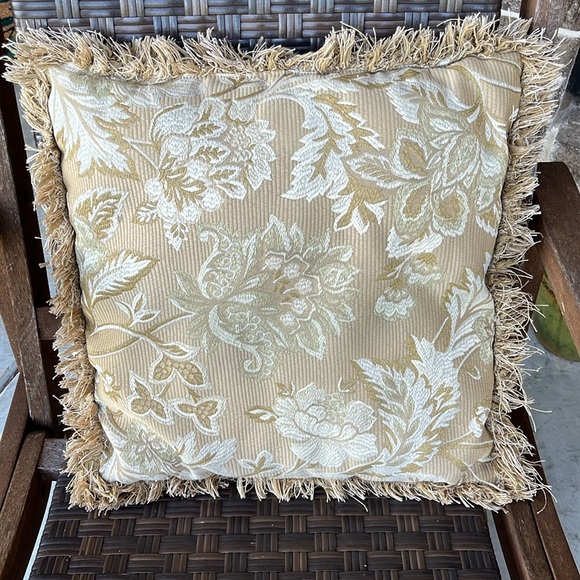 Tasseled Champagne Floral Pillow - Picture 4 of 5